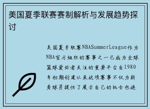 美国夏季联赛赛制解析与发展趋势探讨
